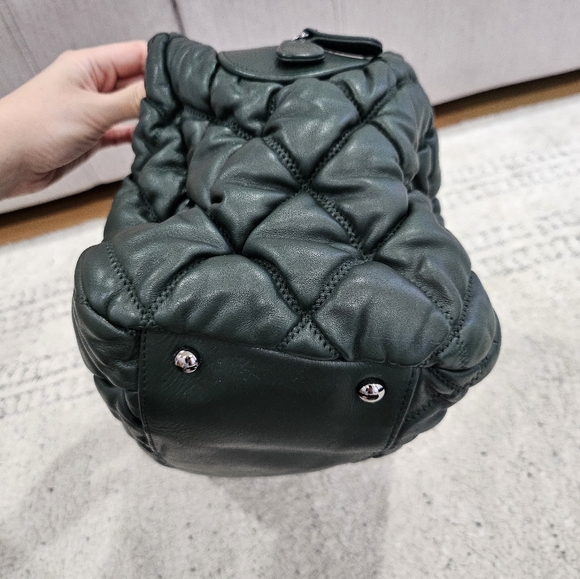 CHANEL Dark Forest Green Quilted Puffer Bowler Bag - Picture 8 of 16